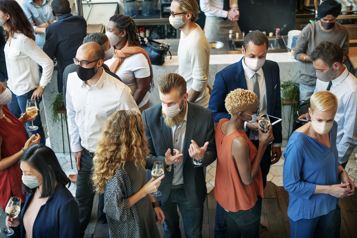 Diverse Startup Business People With Masks In The New Normal