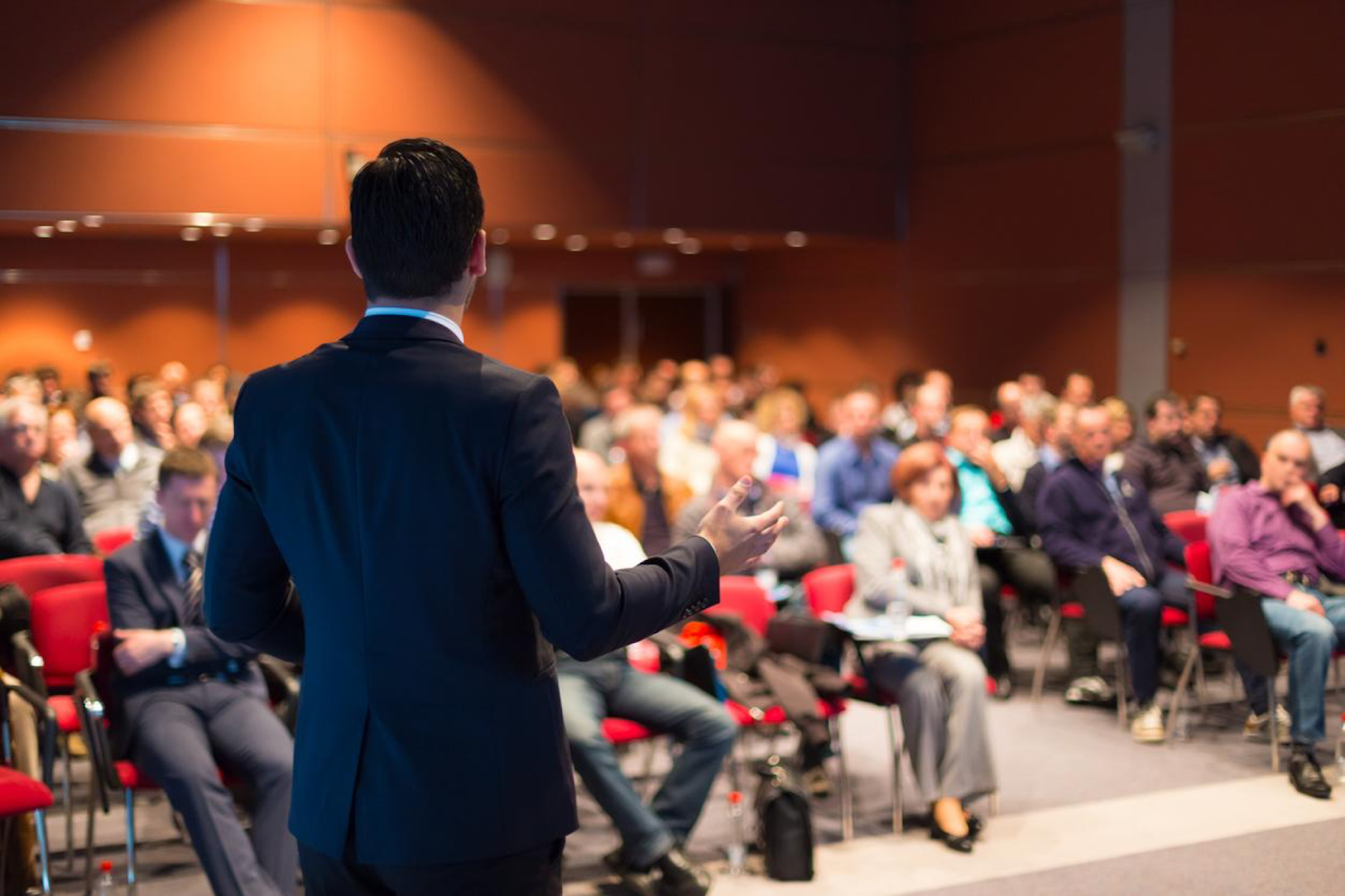 A man hired by a company for a business speaker after working with Preferred Speakers.